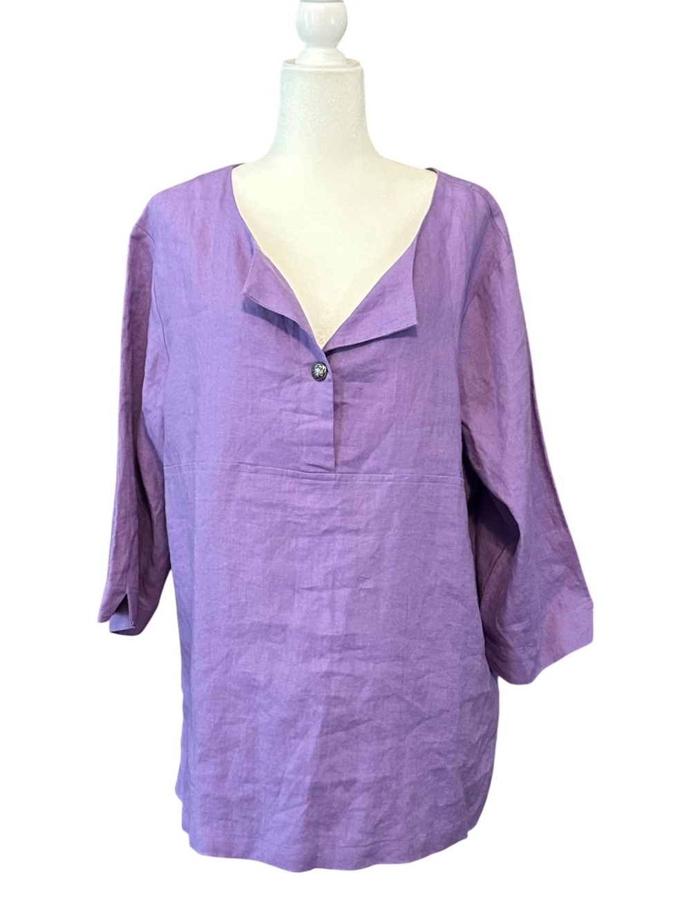 Coldwater Creek 100% Linen Popover Top Women’s SZ XL in Lavender